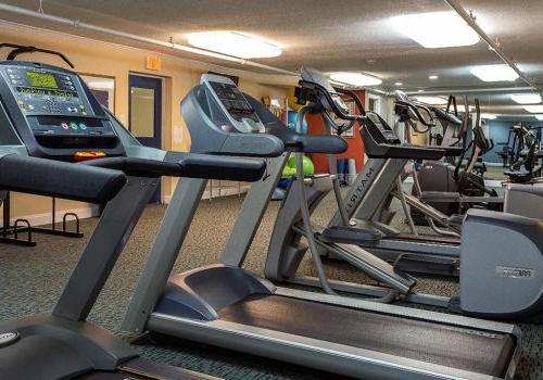 位于宾夕法尼亚州诺里斯敦450格林bbin出租的健身房，配有健身器材